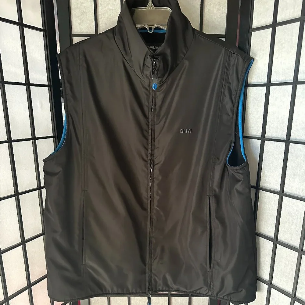BMW Black Full Zip Sleeveless Vest Jacket Men's Medium